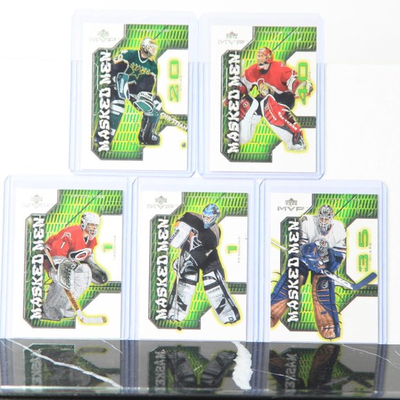 2001/02 MVP Masked Men Ed Belfour, Lalime, Irbe, Hedberg & Salo - Insert Cards - Picture 1 of 3